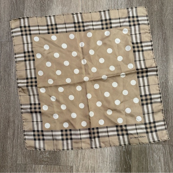 Burberry Accessories - Burberry Beige Polka Dot and Checkered Scarf
